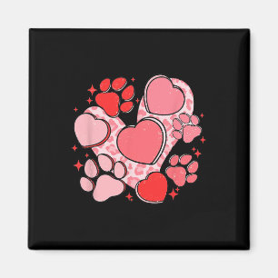 Imán Huella De Pata De Perro Con Corazón Rojo Para El D