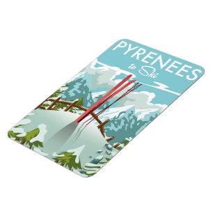 Imán Huella de viajes de los Pirineos al esquí.
