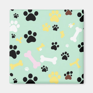Imán Huellas de patas de perro huesos patrón