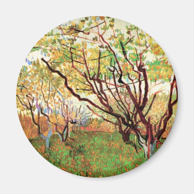Imán Huerto en flor de Vincent van Gogh (Frente)