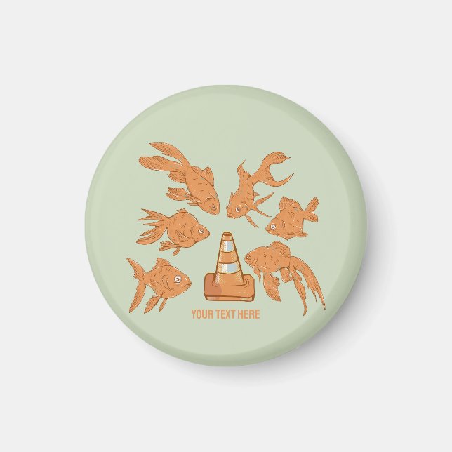 Imán Huesos de carretera y pez dorado naranja (Frente)