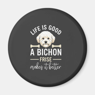 Imán Huesos de perro Bichon Frise de pelo blanco Life I