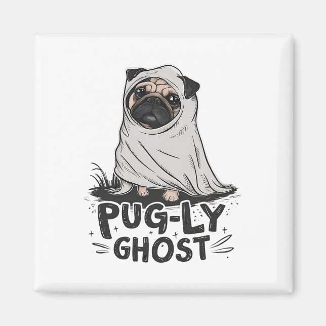 Imán Huéspedes De Halloween Son Propietarios De Pug, Fa (Frente)