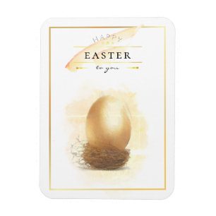 Imán Huevo de Oro Elegante Arte de Lápiz Feliz Pascua