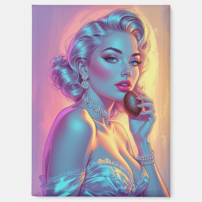 Imán Huevo de Pascua de Chocolate con Pin Up (Anverso)