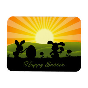 Imán Huevo de pintura de conejo de Pascua