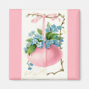 Imán Huevo y flores rosadas de Pascua