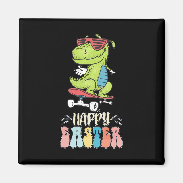 Imán Huevos de conejo de conejo de dinosaurio feliz de  (Frente)