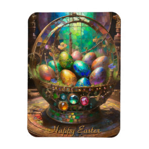Imán Huevos de Pascua Coloridos Steampunk en Cesta