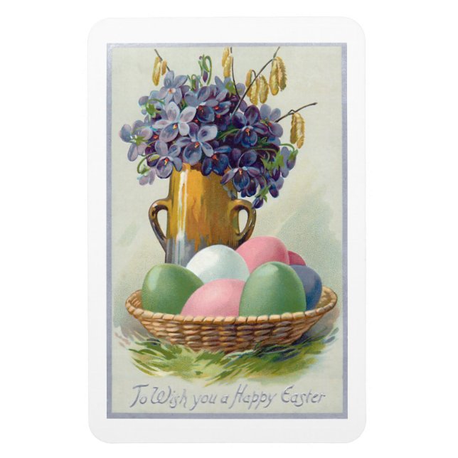 Imán Huevos de Pascua con violetas (Vertical)
