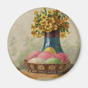 Imán Huevos Flores Canasta Pascua Antiguo