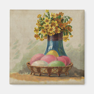 Imán Huevos Flores Canasta Pascua Antiguo