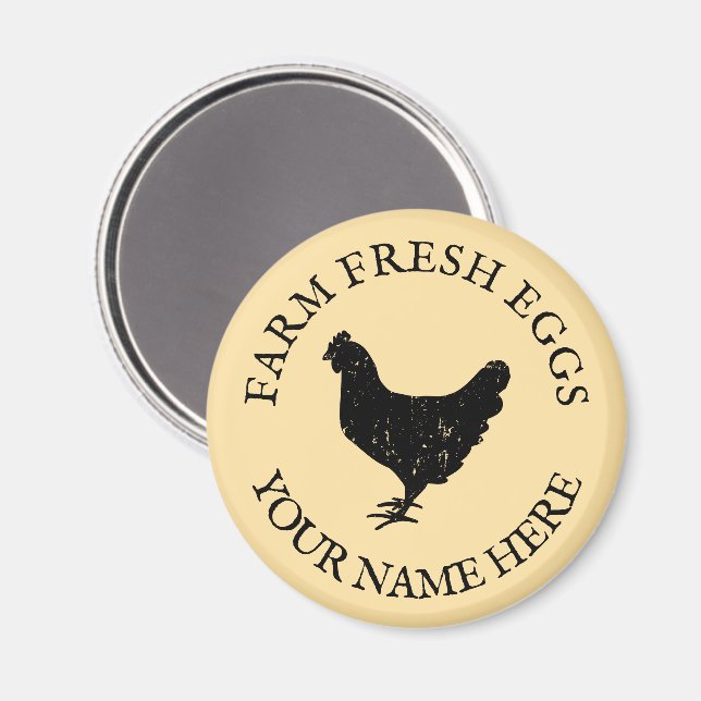 Imán Huevos frescos de granja silueta de pollo frigoríf (Anverso/Reverso)