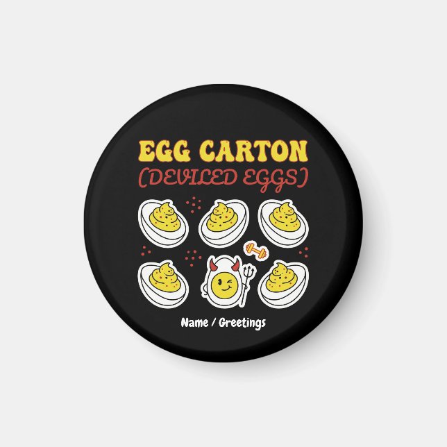 Imán Huevos Rellenos Retro de Seis Pack Fitness Chiste  (Frente)