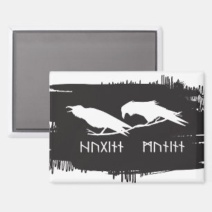 Imán Huginn y Muninn Cuervos Vikingos Tinta Nórdica
