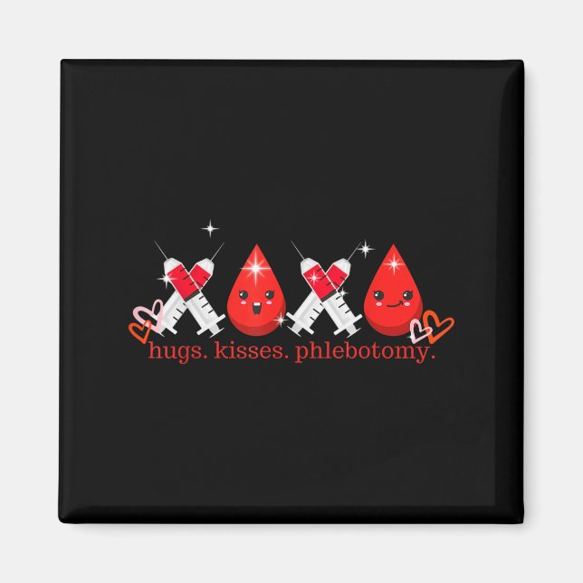 Imán Hugs Kiss Phlebotomy Valentines Phlebotomist Lab T (Frente)