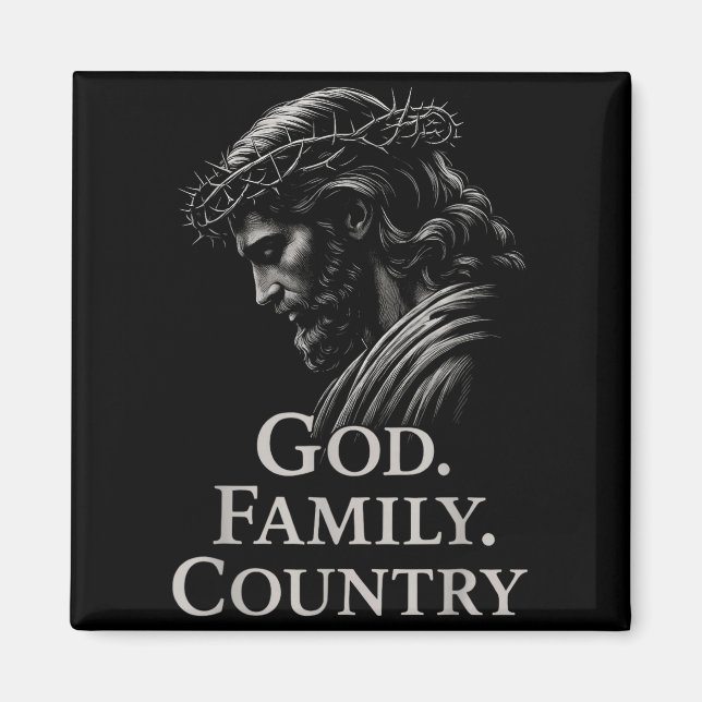 Imán Hugvyn God Family Country Jesus Christian Faith Mi (Frente)