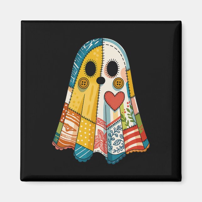 Imán Hugvyn Halloween Patchwork Ghost Spooky Quilt Ghos (Frente)