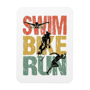 Imán Huida en bicicleta de natación - Triatlón vintage