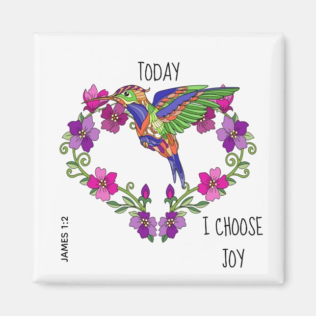 Imán Hummingbird, elijo Joy, James 1:2 (Frente)