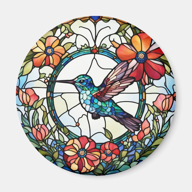 Imán Hummingbird Faux Seted Glass Bird (Frente)