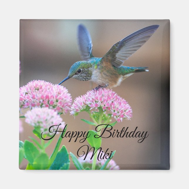 Imán Hummingbird Happy Birthday Magnet (Frente)