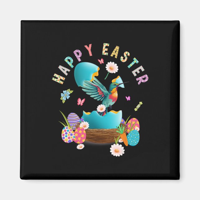 Imán Hummingbird Happy Easter Egg Hung Easter Day Hu (Frente)
