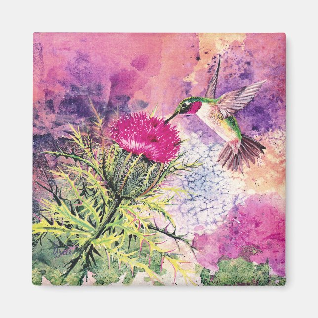 Imán Hummingbird Morple Thistle Magnet (Frente)