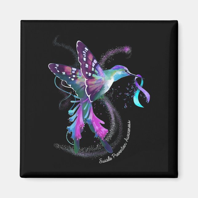 Imán Hummingbird Púrpura Cinta Suicida Consciente (Frente)