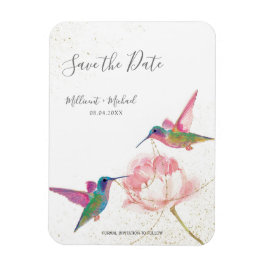Imán Hummingbirds con Peony Save the Date Magnet