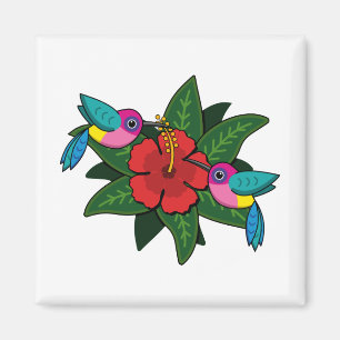 Imán Hummingbirds tierno en el Personalizado de flores 