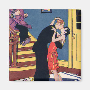Imán Humor Antiguo, Amor y Romance, Beso de Noche