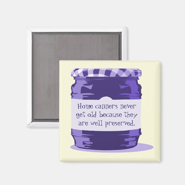 Imán Humor casero retro morado Jelly Jar cocina (Anverso/Reverso)