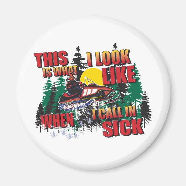 Imán Humor de moto de nieve (Frente)