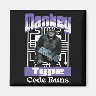 Imán Humor de Programador con Mono Escribiendo Código
