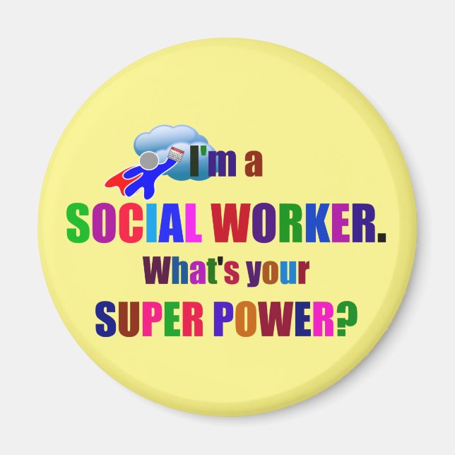 Imán Humor de superhéroe de trabajador social (Frente)