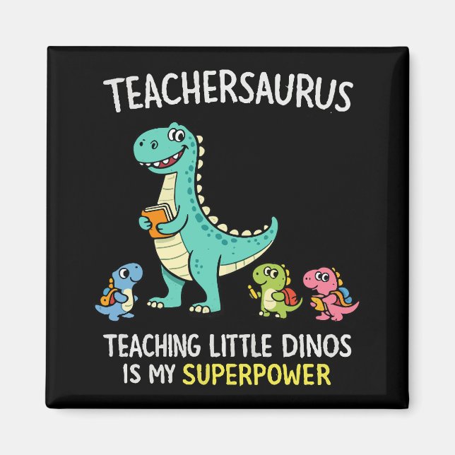 Imán Humor de Teachersaurus con pequeños dinosaurios (Frente)
