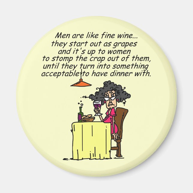 Imán Humor de vino masculino y fino (Frente)