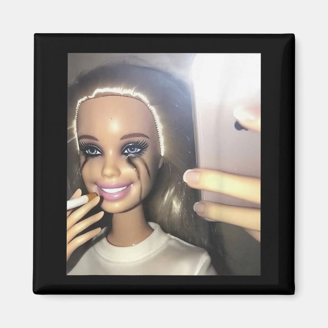 Imán Humor oscuro para muñecas humeantes selfie (Frente)