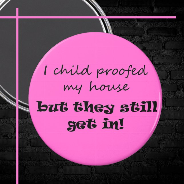 Imán Humor parental chiste escritura moderna novedad de (Funny black and pink typography cute gift idea. Simple, minimalist script quote magnet for her.)