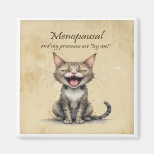 Imán Humor sobre la menopausia Gato estresado enojado