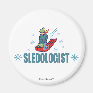 Imán Humorística Nieve Sledding