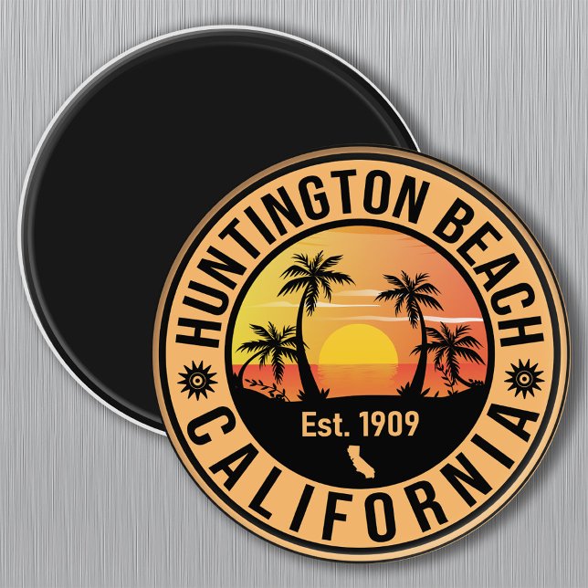 Imán Huntington Beach California Retro Sunset Souvenirs (Subido por el creador)