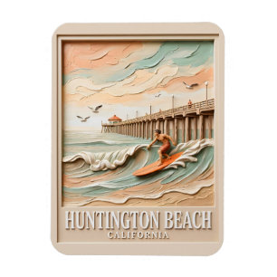 Imán Huntington Beach California Textura Surfista Surfe