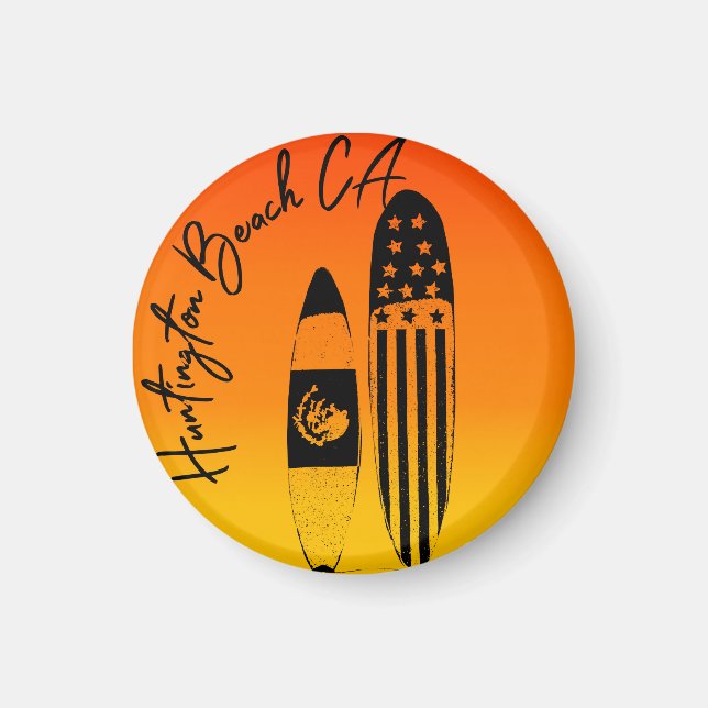 Imán Huntington Beach Surfboards y Sunsets (Frente)