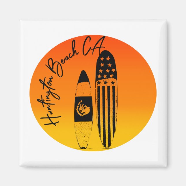 Imán Huntington Beach Surfboards y Sunsets (Frente)