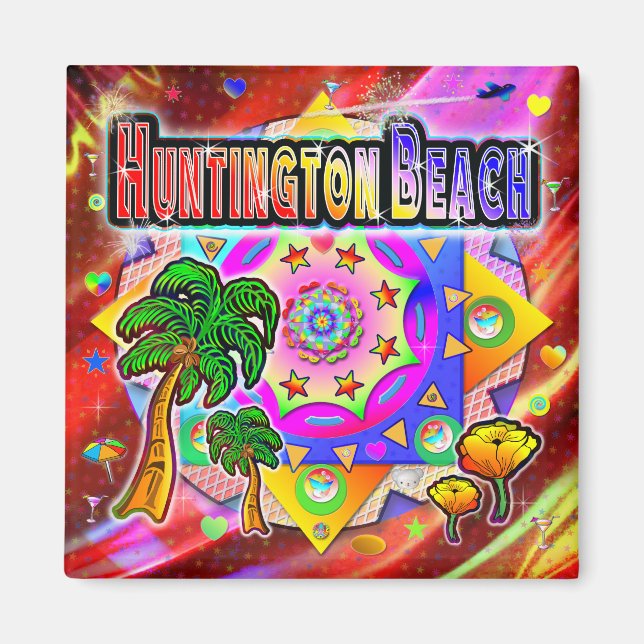 Imán Huntington Beach Tropical Friends Magnet (Frente)