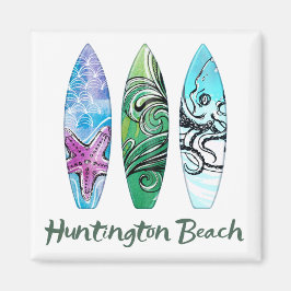 Imán Huntington Beach Watercolor Surfboards 