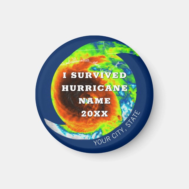 Imán HURRICANO SURVIVOR conmemorativo personalizado (Frente)