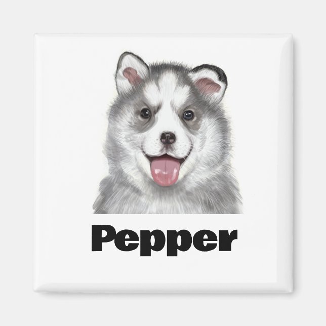 Imán Huskies siberianos adormecimiento de agua Mascota  (Frente)